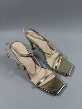 Party Womens Gold Strappy High Heel Sandals Open Toe Ankle Strap Dress Shoes 9